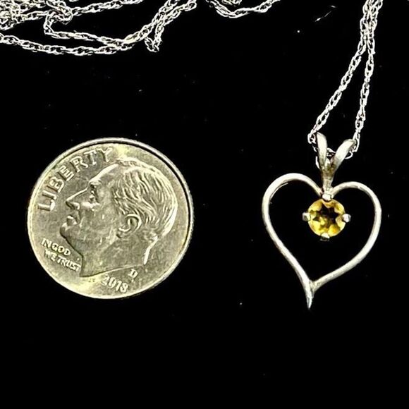 ARL Stunning Citrine & Sterling 925 Silver Heart Necklace - Picture 8 of 11